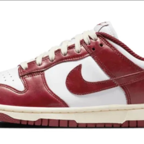 Nike Red and White Dunk Low Athletic Shoes - Picture 5 of 9